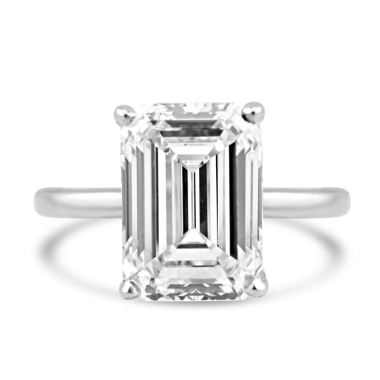 14k White Gold 5.50ct Lab Grown Emerald Diamond Solitaire Engagement Ring