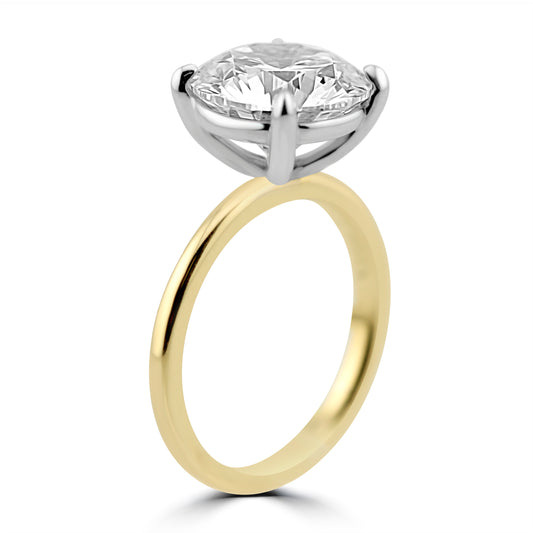 14k Yellow Gold 5.00ct Lab Grown Round Diamond Solitaire Engagement Ring