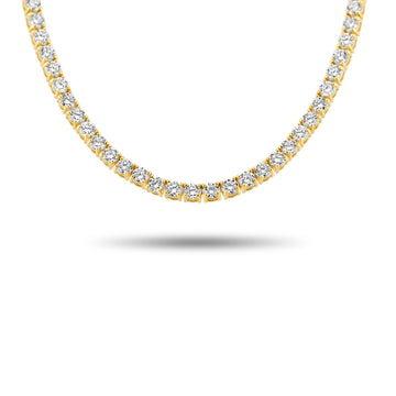 14k Yellow Gold Round Diamond Lab Grown Tennis Necklace 10.00ctw