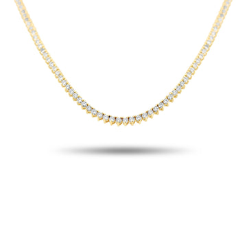 14k Yellow Gold Round Diamond Lab Grown Tennis Necklace 4.42ctw