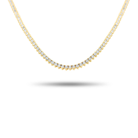 14k Yellow Gold Round Diamond Lab Grown Tennis Necklace 4.42ctw