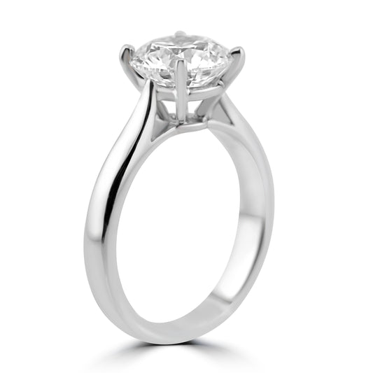 14k White Gold 2.55ct Lab Grown Round Diamond Solitaire Engagement Ring