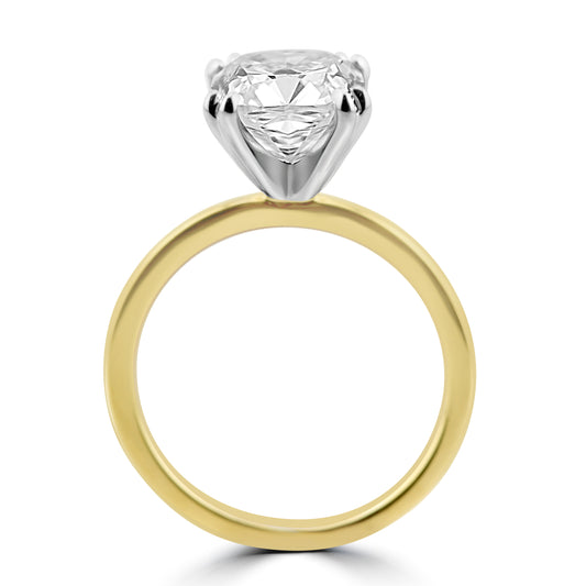 14k Yellow Gold 3.50ct Lab Grown Cushion Diamond Solitaire Engagement Ring