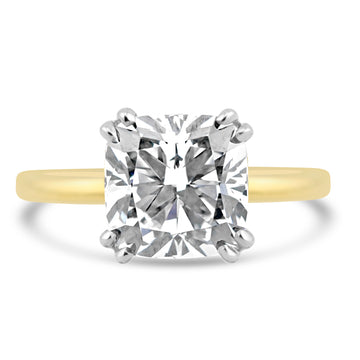 14k Yellow Gold 3.50ct Lab Grown Cushion Diamond Solitaire Engagement Ring