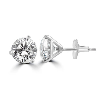 14k White Gold 2.50ctw Lab Grown Round Diamond Stud Earrings