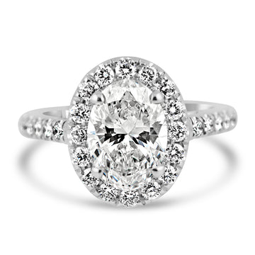 18k White Gold 2.00ct Oval Diamond Halo Engagement Ring