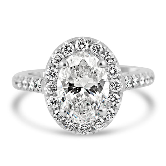 18k White Gold 2.00ct Oval Diamond Halo Engagement Ring