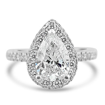 18k White Gold 2.27ct Pear Diamond Halo Engagement Ring