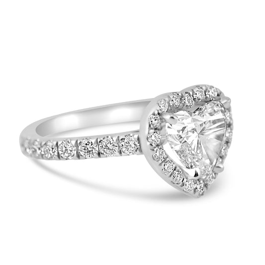 18k White Gold 1.81ct Heart Diamond Halo Engagement Ring