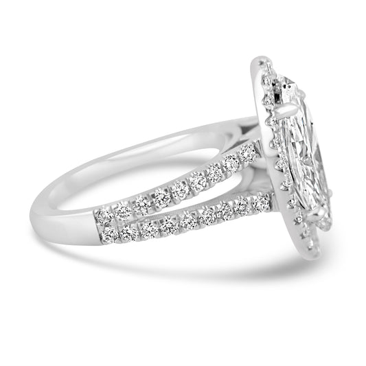 14k White Gold 1.85ct Marquise Diamond Halo Engagement Ring