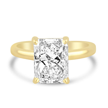 14k Yellow Gold 3.11ct Elongated Radiant Diamond Solitaire Engagement Ring