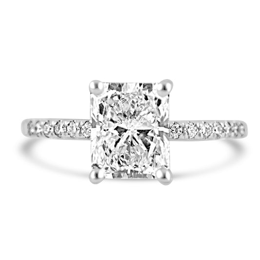 14k White Gold 2.00ct Elongated Radiant Diamond Engagement Ring