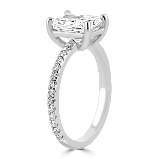 14k White Gold 2.00ct Elongated Radiant Diamond Engagement Ring