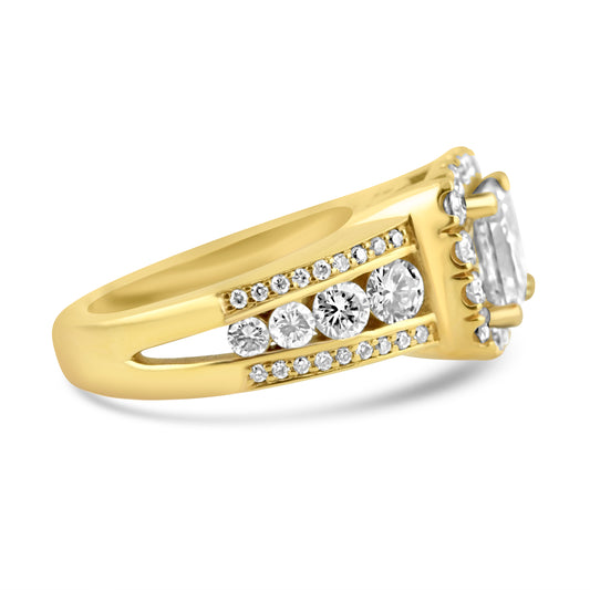 18k Yellow Gold 1.92ct Princess Diamond Halo Engagement Ring