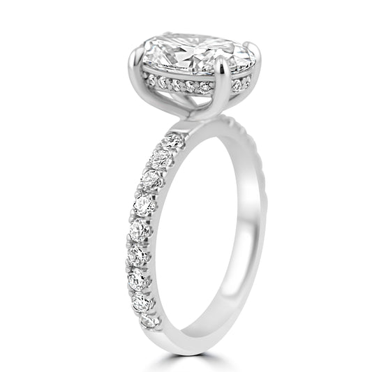 14k White Gold 1.70ct Oval Diamond Invisible Halo Engagement Ring