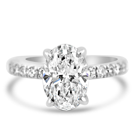 14k White Gold 1.70ct Oval Diamond Invisible Halo Engagement Ring