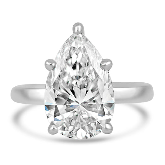 14k White Gold 5.00ct Lab Grown Pear Diamond Solitaire Engagement Ring