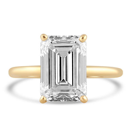 14k Yellow Gold 4.00ct Lab Grown Emerald Diamond Solitaire Engagement Ring