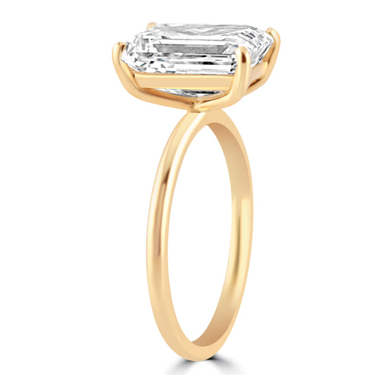 14k Yellow Gold 4.00ct Lab Grown Emerald Diamond Solitaire Engagement Ring