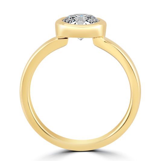 14k Yellow Gold 1.00ct Lab Grown Round Diamond Bezel Engagement Ring