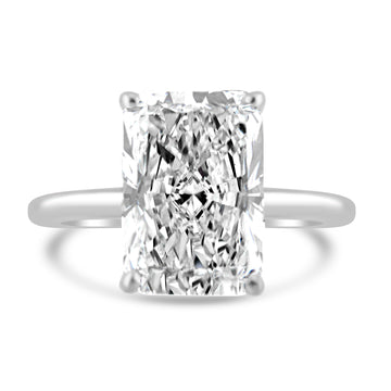 14k White Gold 4.00ct Lab Grown Elongated Radiant Diamond Solitaire Engagement Ring