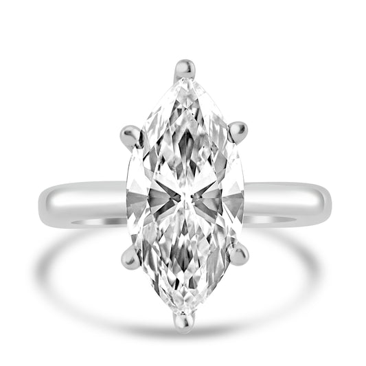 18k White Gold 3.00ct Lab Grown Marquise Diamond Solitaire Engagement Ring