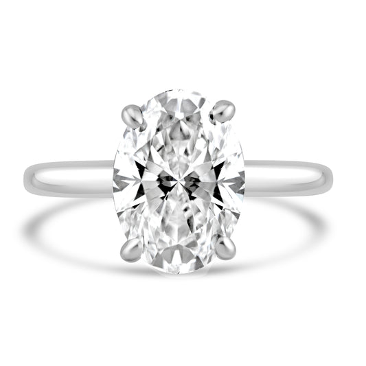 14k White Gold 3.00ct Lab Grown Oval Diamond Solitaire Engagement Ring
