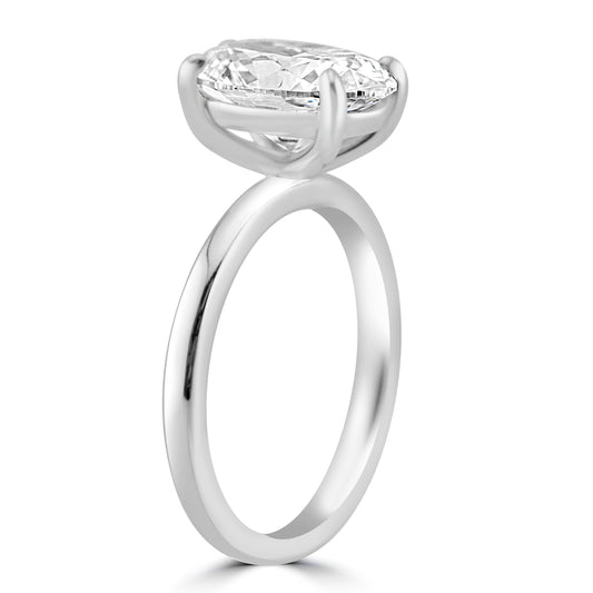 14k White Gold 3.00ct Lab Grown Oval Diamond Solitaire Engagement Ring