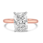 14k Rose Gold 3.50ct Lab Grown Elongated Cushion Diamond Solitaire Engagement Ring