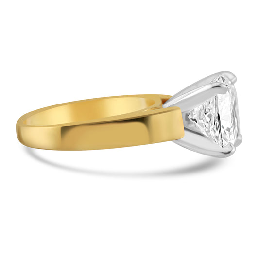 18k Yellow Gold 3.50ct Lab Grown Elongated Cushion Diamond Solitaire Engagement Ring