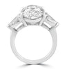 14k White Gold 6.00ctw Three Stone Lab Grown Oval and Pear Diamond Engagement Ring