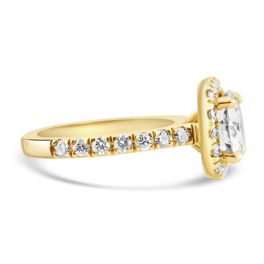 18k Yellow Gold 1.52ct Round Diamond Halo Engagement Ring