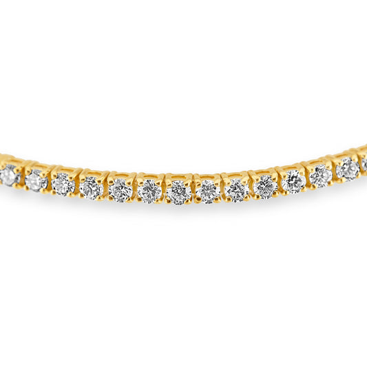 14k Yellow Gold Round Diamond Lab Grown Tennis Bracelet 3.00ctw