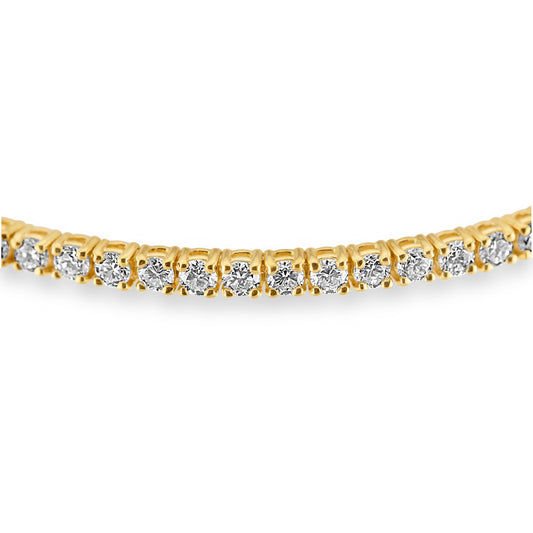 14k Yellow Gold Round Diamond Lab Grown Tennis Bracelet 3.35ctw