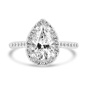 14k White Gold 1.29ct Pear Diamond Halo Engagement Ring
