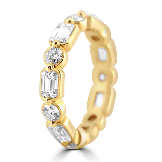 14k Yellow Gold Round & Baguette Bezel Lab Grown Diamond Eternity Band 3.30ctw