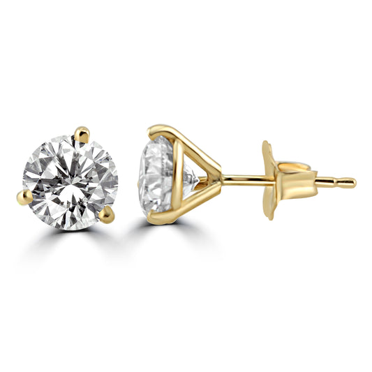 14k Yellow Gold 2.00ctw Lab Grown Round Diamond Stud Earrings