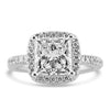 18k White Gold 3.00ct Lab Grown Princess Diamond Halo Engagement Ring