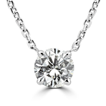 14k White Gold 2.20ct Lab Grown Round Diamond Solitaire Necklace