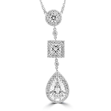 14k White Gold 6.70ctw Multi Shape Lab Grown Diamond Necklace