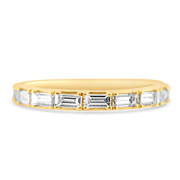 14k Yellow Gold Emerald Diamond East West Band .65ctw