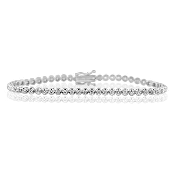 14k White Gold Round Diamond Lab Grown Tennis Bracelet 1.75ctw