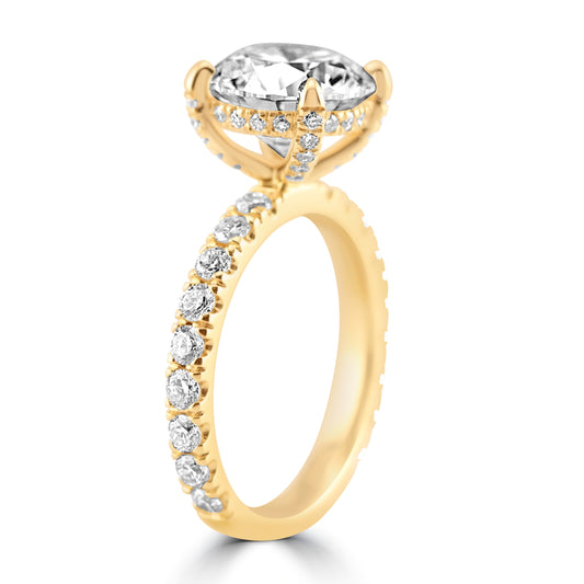 14k Yellow Gold 2.00ct Lab Grown Round Diamond Invisible Halo Engagement Ring