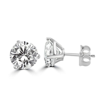 14k White Gold 3.20ctw Lab Grown Round Diamond Stud Earrings