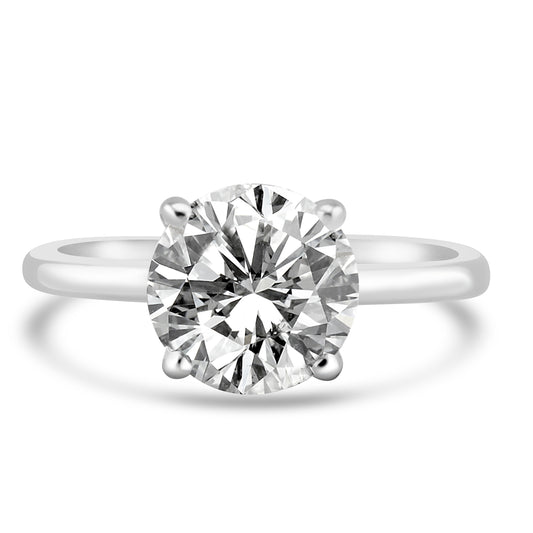 14k White Gold 3.00ct Lab Grown Round Diamond Solitaire Engagement Ring