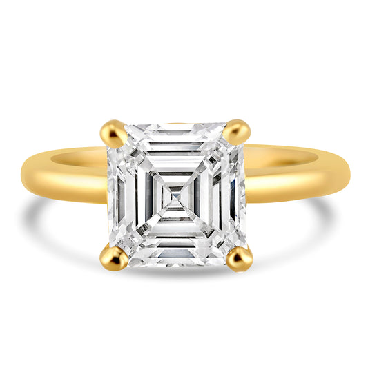 14k Yellow Gold 3.00ct Lab Grown Asscher Diamond Solitaire Engagement Ring