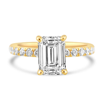 14k Yellow Gold 1.80ct Lab Grown Emerald Diamond Engagement Ring