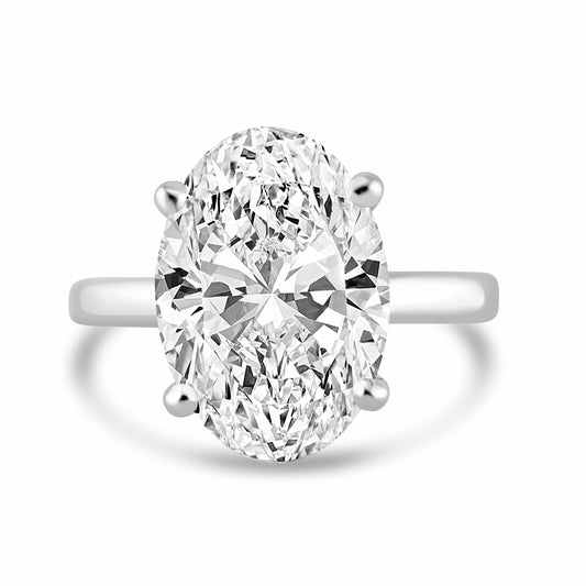 14k White Gold 5.00ct Lab Grown Oval Diamond Solitaire Engagement Ring