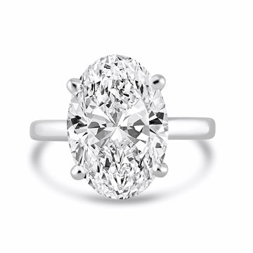 14k White Gold 6.00ct Lab Grown Oval Diamond Solitaire Engagement Ring