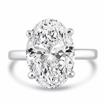 14k White Gold 5.00ct Lab Grown Oval Diamond Solitaire Engagement Ring